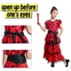 thumbnail image 2 of Spanish Girl Dress Set Girl Long Red Flamenco Dress Skirt Vintage Stage Performance Clothes, 2 of 5