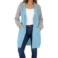 thumbnail image 2 of Mgmyaa Women's Long Jacket Color Block Hooded Fleece Coat Long Sleeve Zip Front Duster Jacket Outerwear, 2 of 8