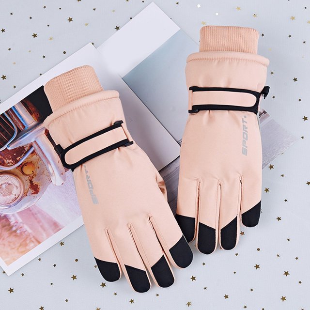 Pink Gloves Mittens Winter Ski Gloves Waterproof Thick Plus Velvet Warm Windproof Cold Protection Outdoor Riding Gloves