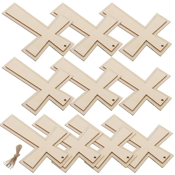 Raindrops Wooden Cross Decorate for DIY Painting and Hanging Khaki Color for Decoration 10 Pieces