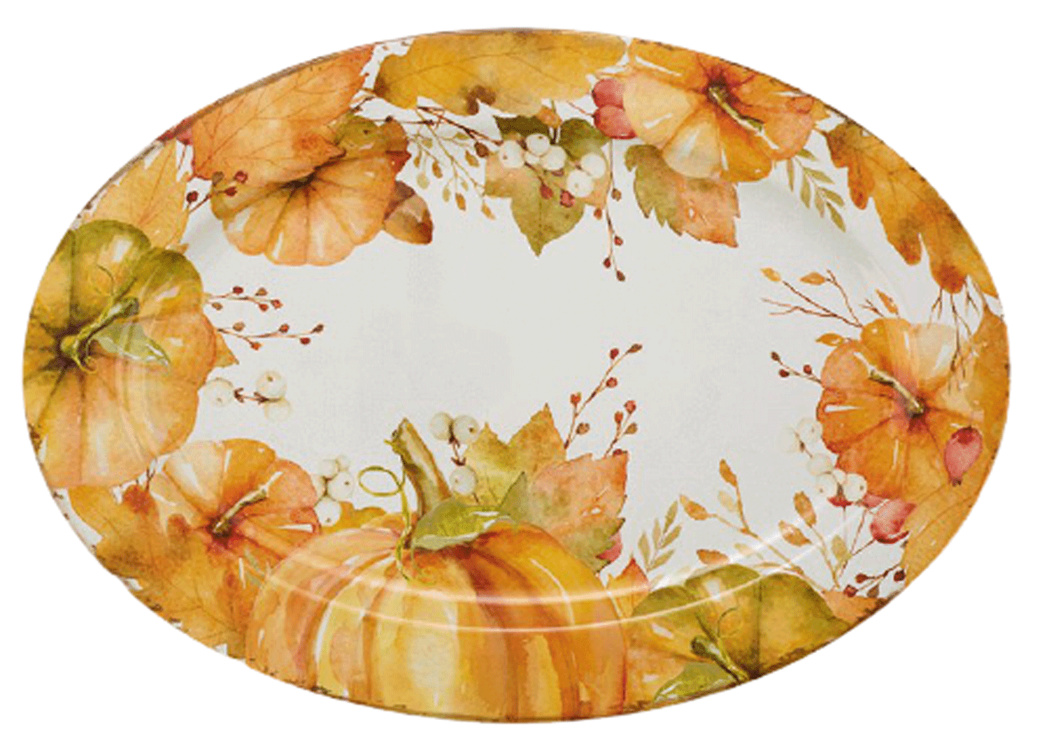 Autumn Fall Gold Golden Leaves Harvest Thanksgiving Glass Platter Holiday Dinner 
