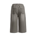 thumbnail image 5 of Eltusu Boys Denim Shorts, Below the Knee Straight Legs Elastic Waist Casual Capris Shorts Gray Size 11-12 T, 5 of 6