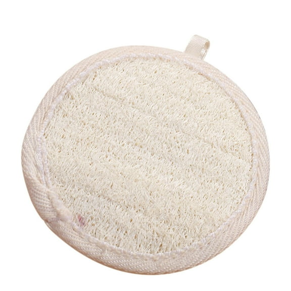Fenull Beige Loofah Face Wash Puff with Edge Loofah Disc Diameter 8Cm,Loofah Shower Body Exfoliator Sponge Washing Bath Pad Natural Bathroom Products