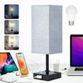 thumbnail image 5 of Bedside Lamp with USB Ports - Touch Control Table Lamp for Bedroom with USB C+A Charging Ports & AC Outlets, 3 Way Dimmable Nightstand Light for Living Room (LED Bulb Included）, 5 of 9