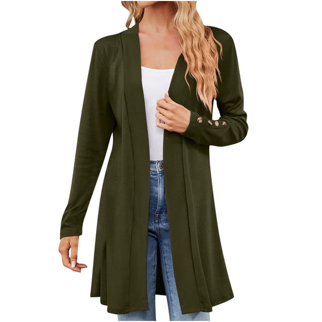 FAIWAD Womens Long Knit Cardigan Sweater Long Sleeve Open Front Ribbed Knit Draped Lounge Swaeter Coat