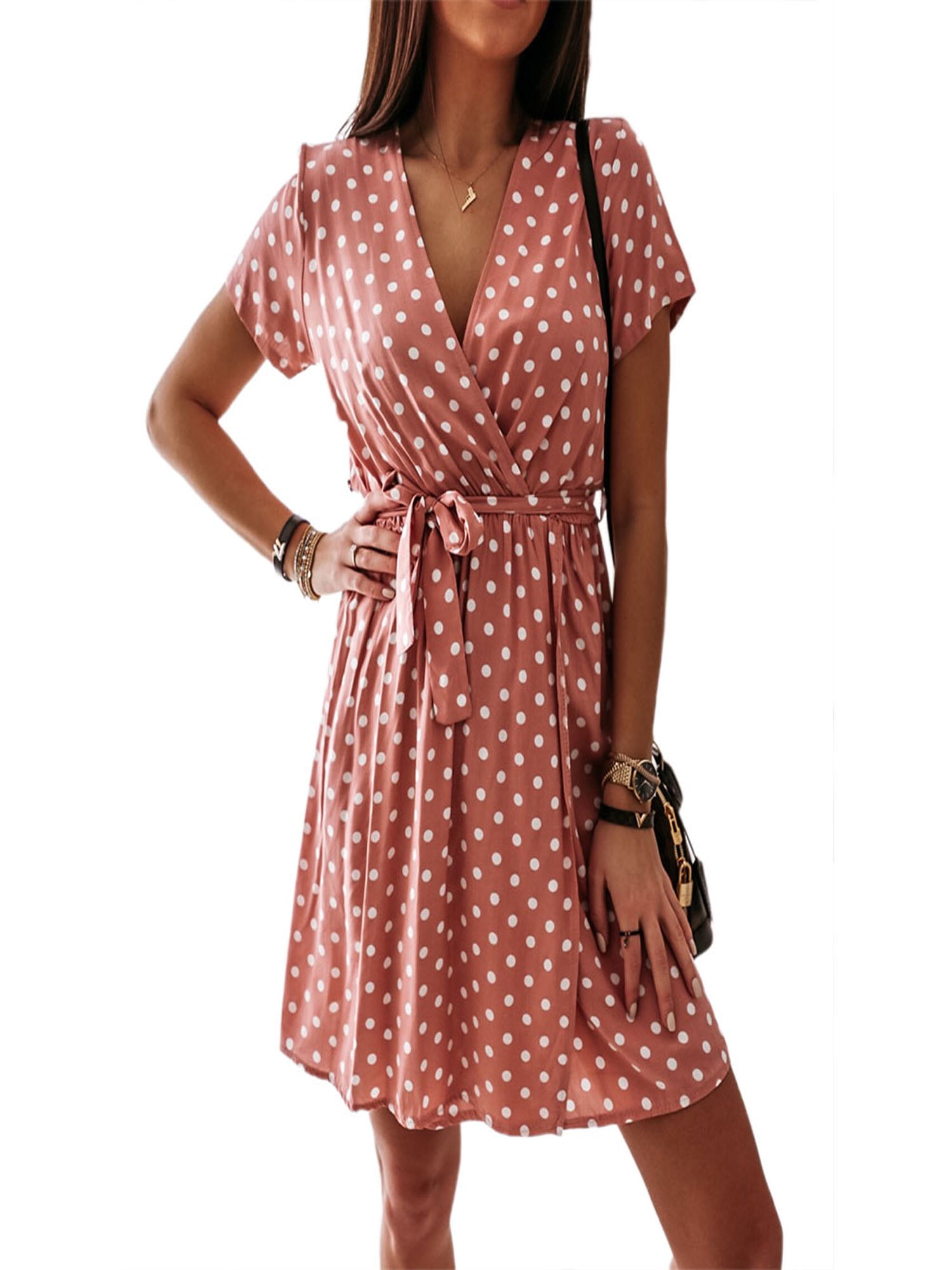 polka dot dress short sleeve