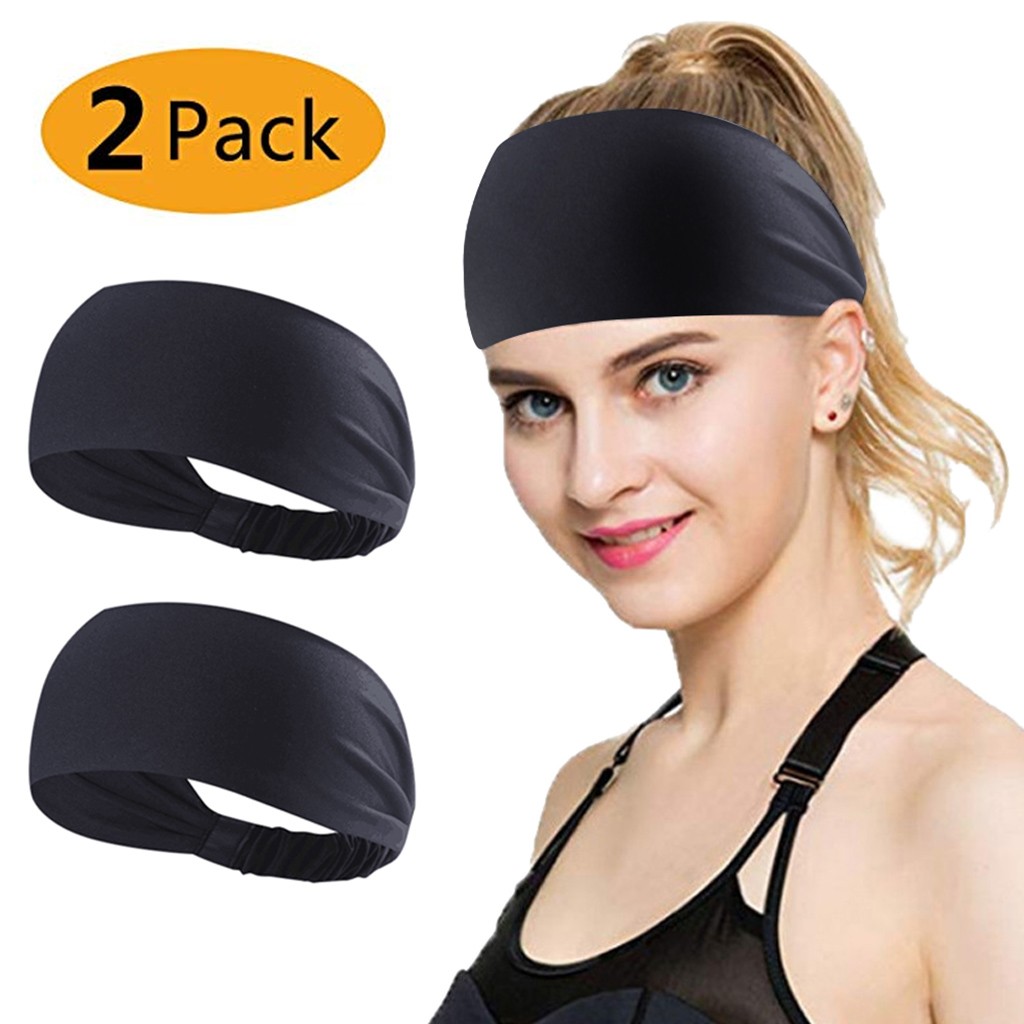 Headbands for Men Women(2 Pack) Mens Headband Elastic Sweat Wicking Non