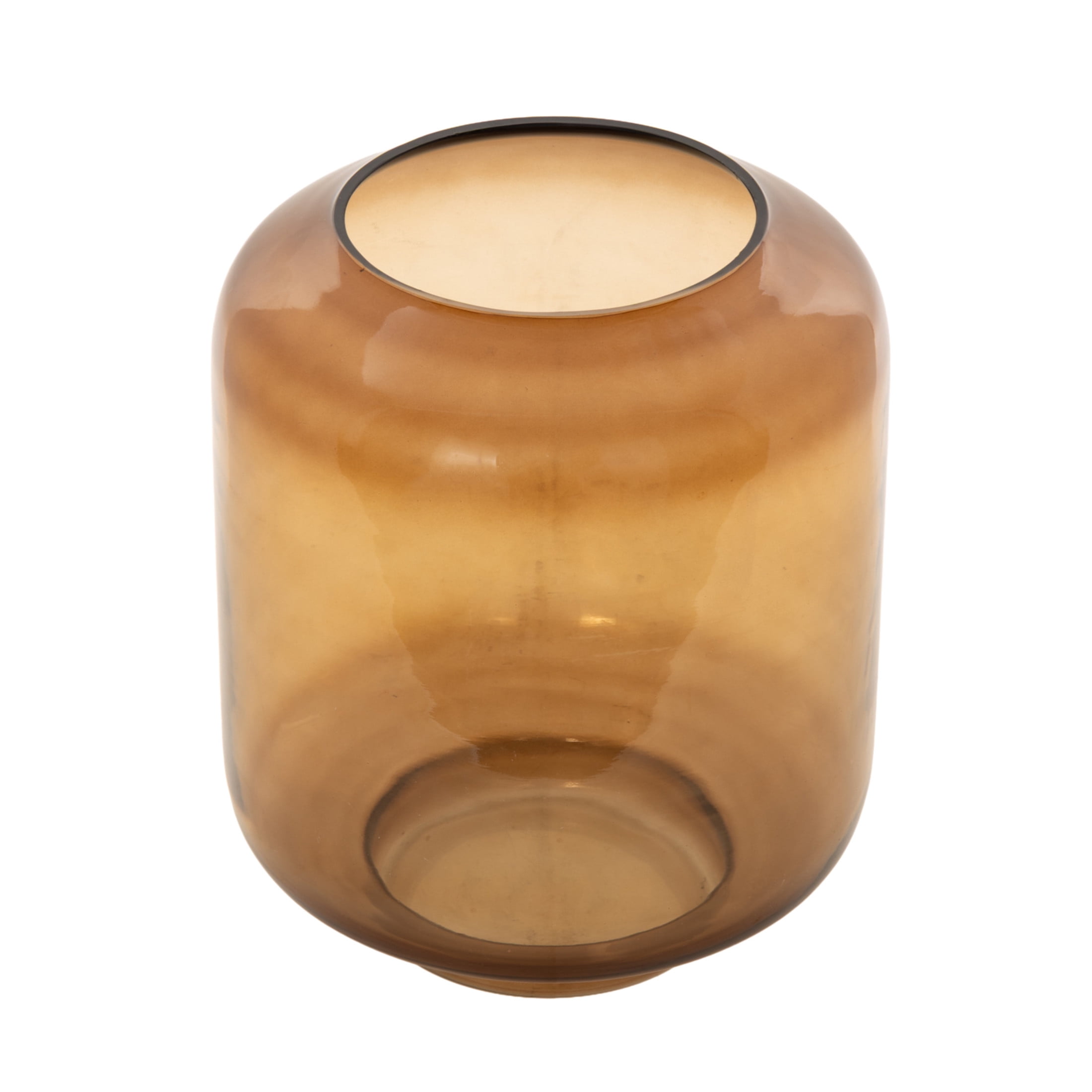 DecMode Brown Glass Tinted Wide Hurricane Lamp with Elevated Base