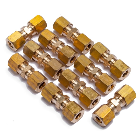 LTWFITTING 1/4" OD Compression Union,Brass Compression Fitting(Pack of 10)