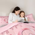 thumbnail image 4 of Erosebridal Dreamy Glitters Print Full Size Comforter Sets for Girls, Pink Bling Q Letter Bedding Sets, Pink Reversible 3pcs, 1 Comforter and 2 Pillowcases, 4 of 6
