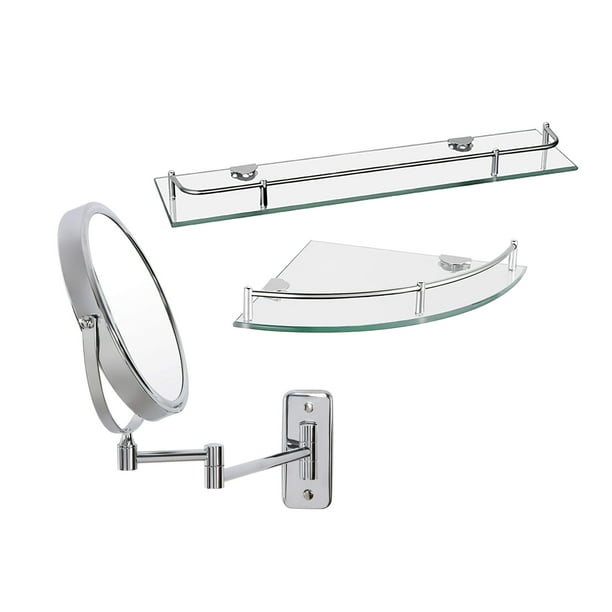 Esatto® Espejo Pared 20 Cms Lupa Y 2 Repisas Vidrio Kit Bel