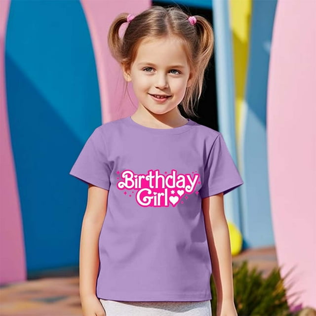 Girls Tops Tees & Shirts - Adorable Girl's Birthday Short Sleeve T-Shirt for and Celebration