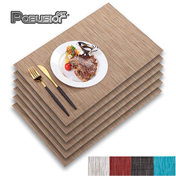 PABUSIOR Placemat, Woven Vinyl Placemats for Dining Table Washable