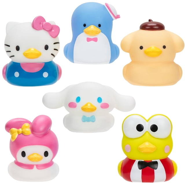Juguetes acuáticos Rubber Duck Jazwares Hello Kitty & Friends, paquete de 6