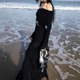 thumbnail image 5 of Vestido De Mujer Vestidos sin espalda de dama con hombros descubiertos Corte alto Traje de playa cómodo de punto sexy Ygjytge Negro L para Mujer, 5 of 5