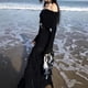 thumbnail image 5 of Vestido De Mujer Vestidos sin espalda de dama con hombros descubiertos Corte alto Traje de playa cómodo de punto sexy Kuymtek Negro L para Mujer, 5 of 5