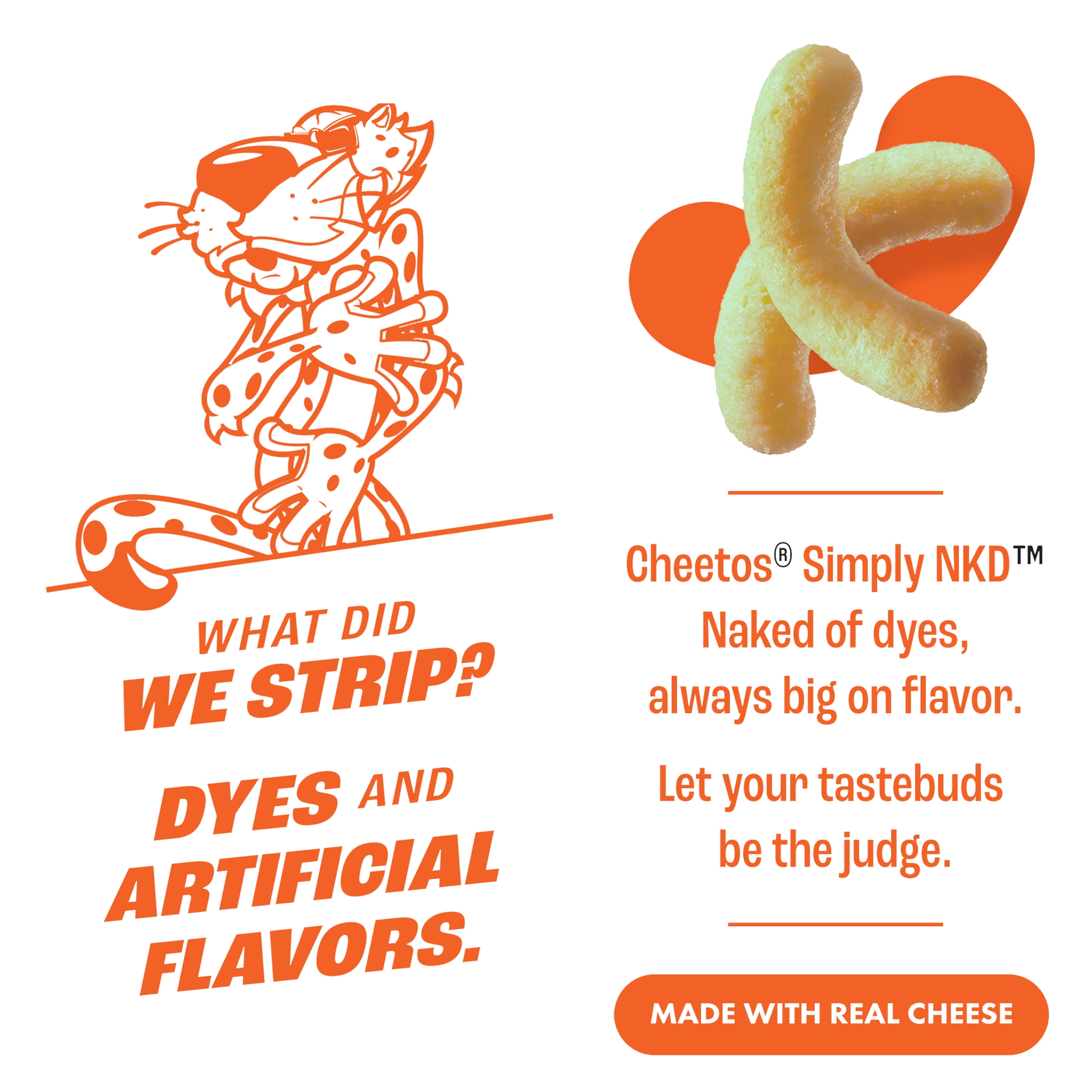 Cheetos Simply NKD, No Dyes No Artificial Flavors Puffs Cheese Flavored Snacks Bag, 8 oz