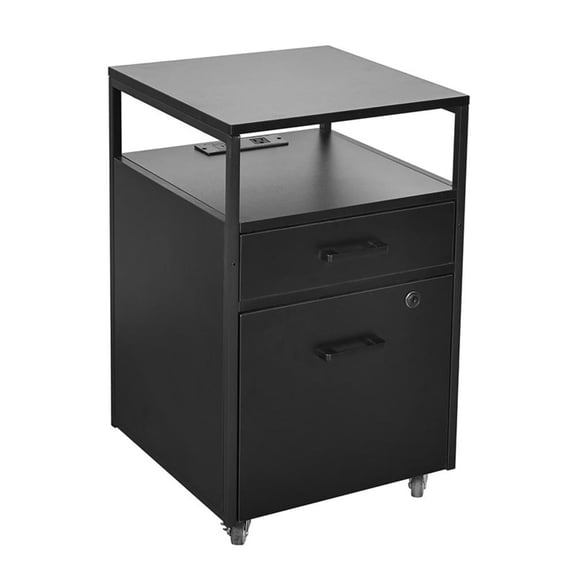Pemberley Row Metal Black File Cabinet Rectangular Locking Drawers 15.75"W x 15.75"D x 26"H Assembly Required