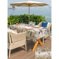 thumbnail image 4 of Outdoor Tablecloth with Umbrella Hole and Zipper, Spring Floral Rectangle Table Cloth 54x80 Inch Waterproof Tablecloth, Daisy Sunflowers Wisteria Hummingbird Beige Picnic Table Cover for Patio, 4 of 7