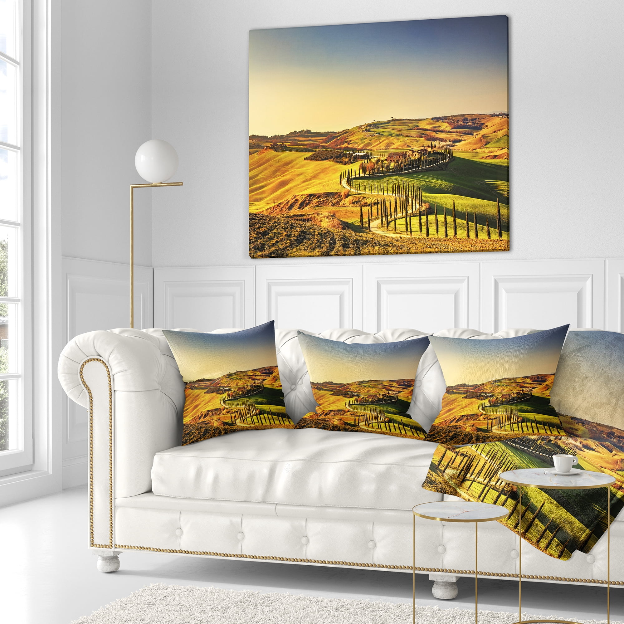 Designart Crete Senesi Rural Landscape Tuscany - Landscape Wall Throw Pillow - 16x16