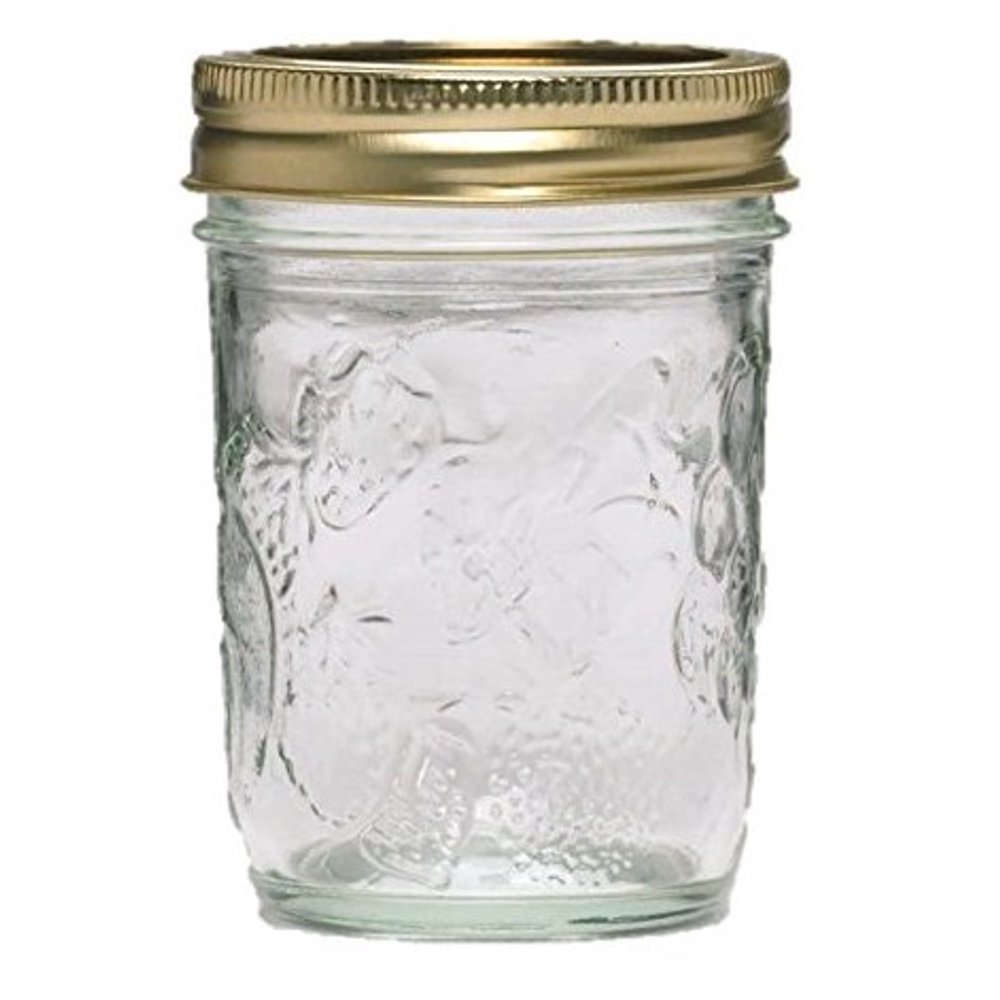 Golden Harvest Mason Jelly Jars 8 oz. Regular Mouth, Vintage Fruit