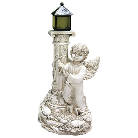 Flute Ornament Pretty Christmas Ornament Roman Pillar Angel Statue Garden Figurine Sculptures Solar Energy Lamp Light