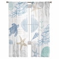 thumbnail image 3 of Blue Coastal Nautical Sheer Curtains 72 Inches Long 2 Panels Set, Window Sheer Curtains for Living Room/Bedroom, Beach Sea Turtle Ocean Coral Starfish Light Filter Rod Pocket Curtain 52'' x 72'' x 2, 3 of 7