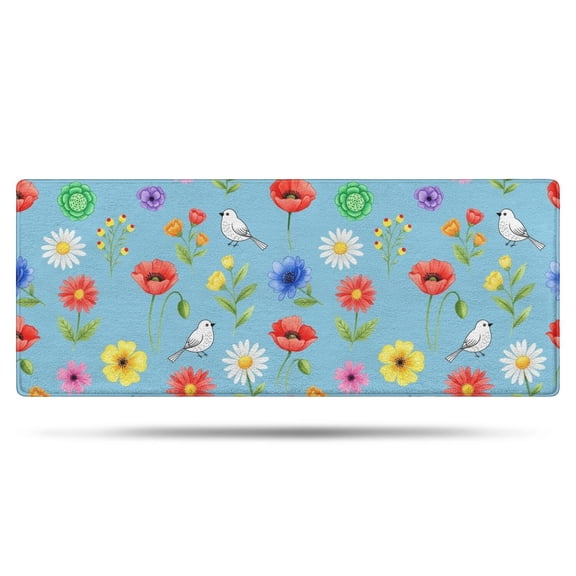 Pioneer Flower Floral Print Pattern Bathroom Rugs Mat, Non Slip Microfiber Bathroom Rug with Rubber Backing, Soft Mats for Bathroom Floor Tub Shower, 24"x60"