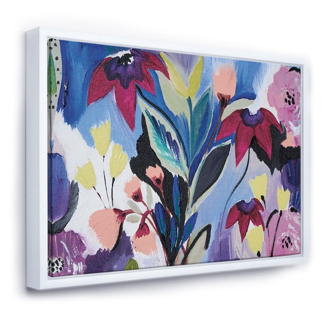 Composition Florale Bleue et Violette II - Toile Florale Encadrée