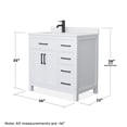 thumbnail image 5 of Wyndham Collection Beckett 36" Wood Single Bathroom Vanity in White/Matte Black, 5 of 6