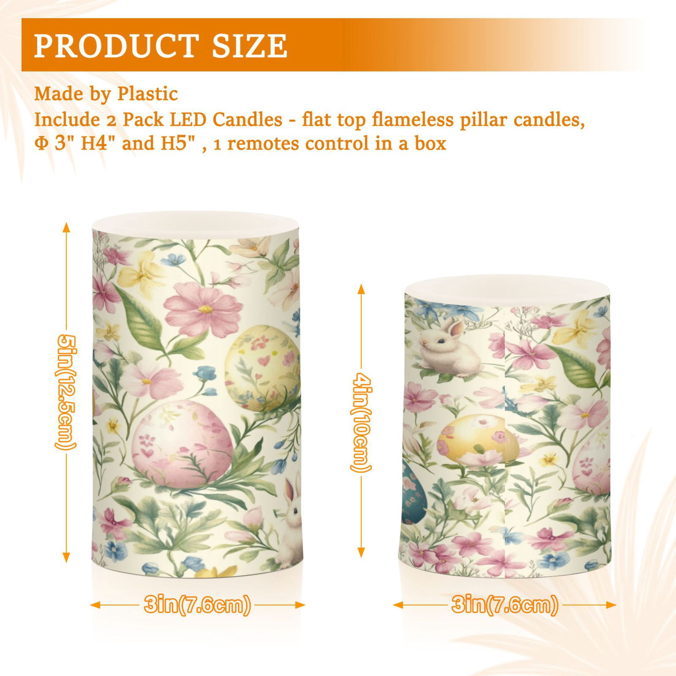 2 PCS Flameless Candles with Remote Timer LED Battery Operated Flickering Candle Light for Wedding Table Home Decoration Gifts Pastel Easter Eggs