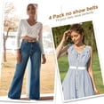 thumbnail image 3 of Invisible Women Stretch Belt No Show Elastic Web Strap Belt with Flat Buckle for Jeans Pants Dresses, 3 of 9
