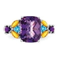 thumbnail image 5 of Sterling Silver Rhodium-plated Amethyst, Blue Topaz & Citrine Ring, 5 of 6