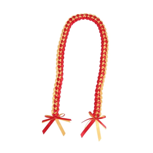 Collar trenzado doble hecho a mano, accesorios de lei de graduación para graduados mayores De oro rojo