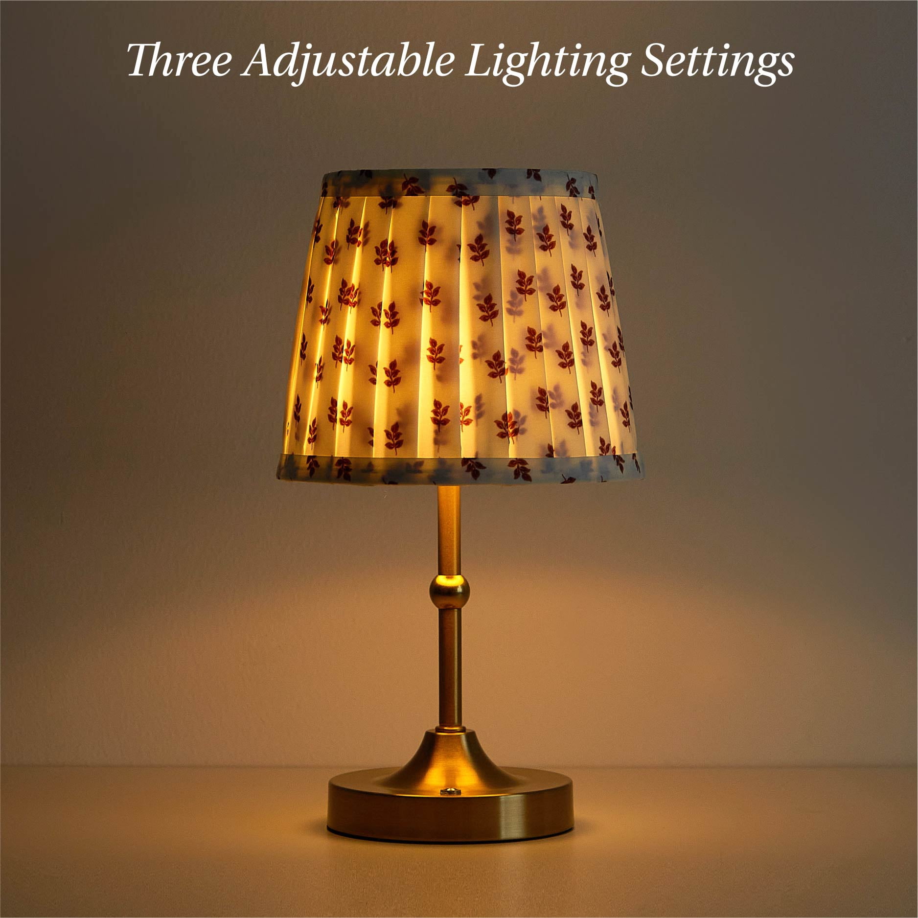 Stylehouse 13" Printed Pleated Rechargeable LED Lamp