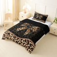 thumbnail image 2 of spefrowx Sparkle Cheetah Print Bow Twin Comforter Sets for Women, Brown Black Rhinestone Bedding Set, Black Reversible, 2-Piece, 1 Comforter and 1 Pillowcase, 2 of 6
