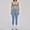 Blue, variant on PISONIC 2 Piece Workout Sets for Women Strappy Sports Bra Scrunch Butt Lifting High Waist Leggings Gym Set