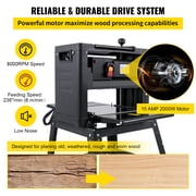 KFFKFF 1500W Thickness Planer Woodworking 315/min Feed Rate Double Cutter Benchtop Thickness Planer with Dust Exhaust Interface