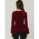 thumbnail image 4 of Blusa de terciopelo con cuello en V para mujer borgoña M, 4 of 6