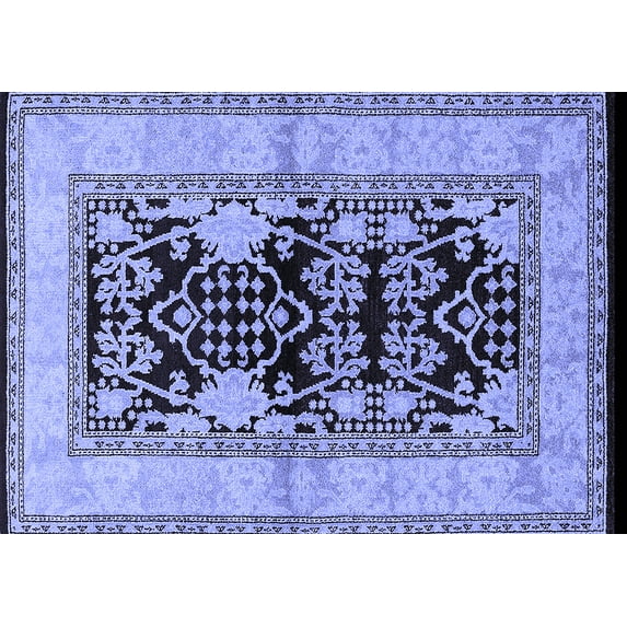 Ahgly Company Machine Washable Indoor Rectangle Oriental Blue Industrial Area Rugs, 2' x 5'