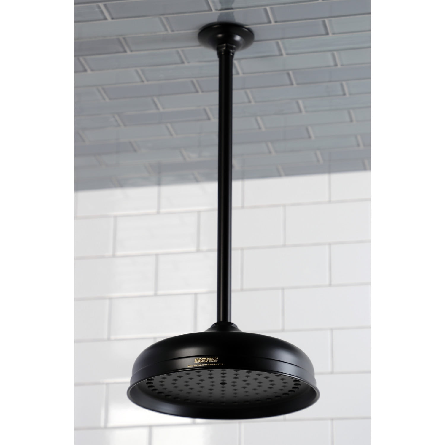 Kingston Brass K225K20 10" Showerhead with 17" Ceiling Mounted Shower Arm, Matte Black
