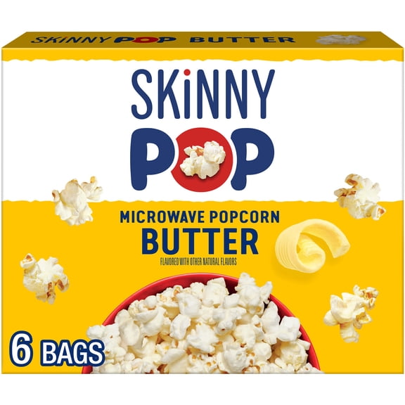 Skinnypop Butter Flavored Gluten Free Microwave Popcorn, Bags 2.8 Oz, 6 Count