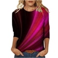 thumbnail image 1 of Birdeem T-Shirt Mode Femme Imprimé Ample Manches 3/4 Blouse Col Rond Hauts Décontractés, 1 of 5