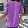 thumbnail image 5 of Endives Womens Linen T Shirt Casual Solid Color Button V Neck T Shirt Plus Size XL-5XL Purple, 5 of 5