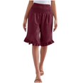 thumbnail image 3 of Women's Plus Size Knee Length Shorts High Waist Summer Beach Wide Leg Pants, 3 of 7