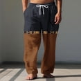 thumbnail image 2 of LMOIPLI Men's Casual Trousers Elastic Waist Comfortable Soft Lightweight Breathable Vintage Print Beach Pants Full Length Suitable for Outdoor Activities Daily Wear Brown XXXL, 2 of 5