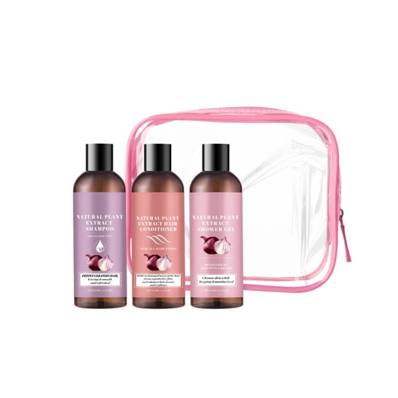 Travel 3-Piece Set Shampoo Conditioner And Shower Gel For All Hair Types