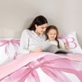 thumbnail image 4 of Erosebridal Girls Pink Bow Twin Bedding Sets, B Letter Bedding Comforter Set, Princess Style Bedroom Decor, Pink Reversible 7 Pieces, 4 of 6
