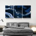 thumbnail image 6 of 3 Piece Abstract Wall Art Blue Clouds Paintings Lnk Wall Decor Smoke Poster Modern Artwork Picture HD Canvas Print,Framed for Living Room Bedroom Bathroom, 12"x16"x3 Panels, 6 of 7