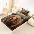 thumbnail image 4 of Castle Fairy Vintage Rustic Bear Twin Sheets 3pcs,Retro Woodland Wildlife Bedding,Natural Brown,1 Fitted Sheet, 1 Flat Sheet and 1 Pillowcase, 4 of 6